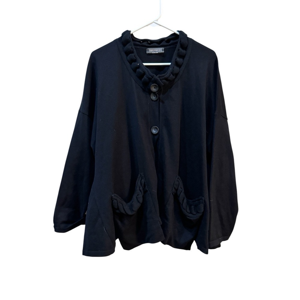 Transparente Black Label Women's  Cardigan Sweater‎ Black Lagenlook Art To Wear